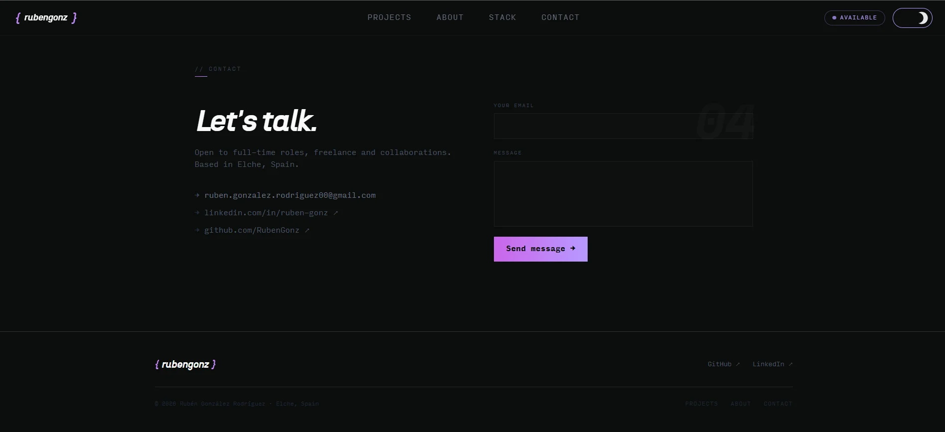 Portfolio — Contact section