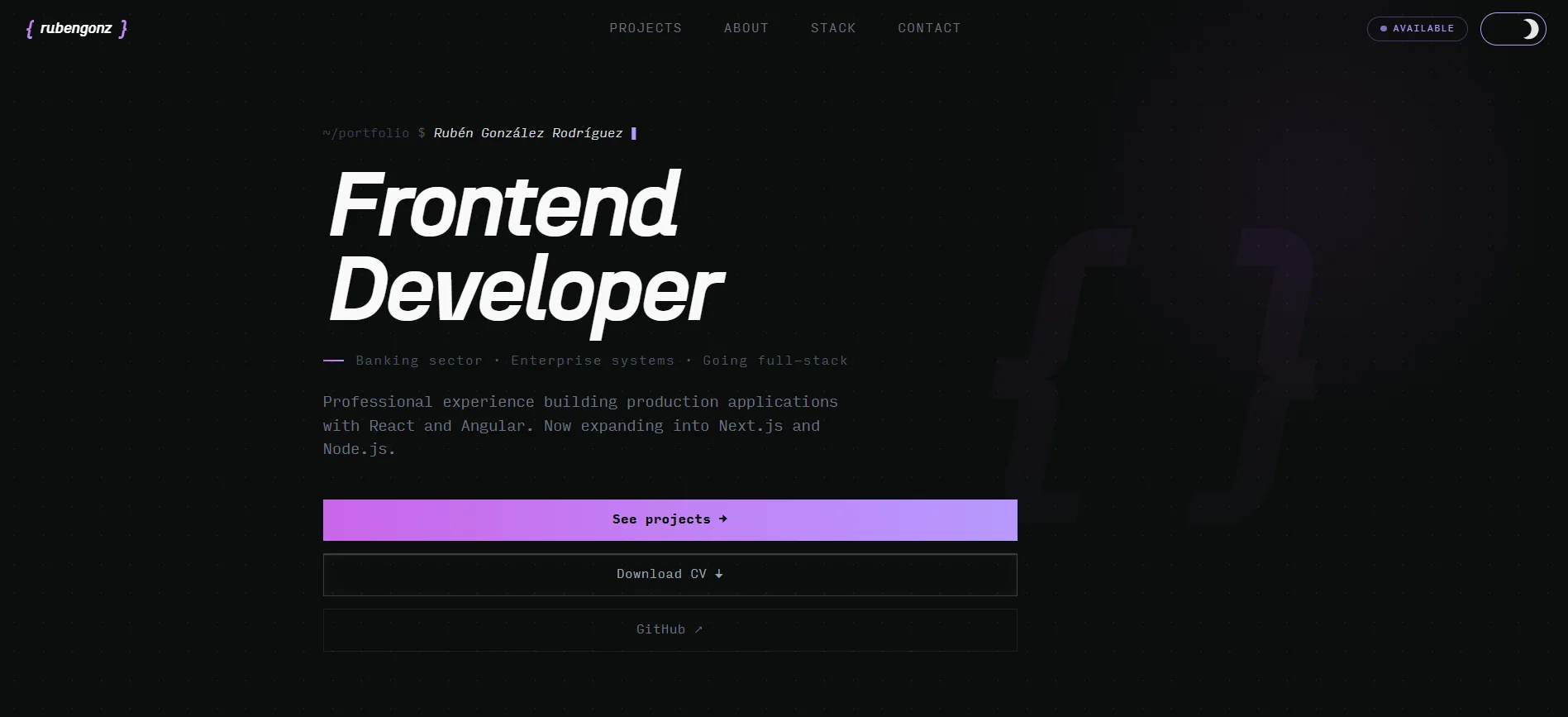 Portfolio — Hero section